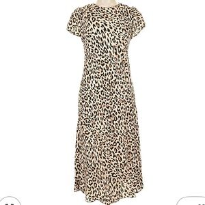 J. Crew Cupro Leopard Print Midi Dress